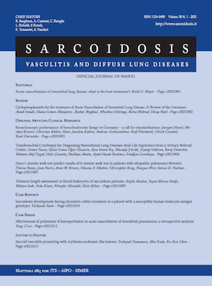 Risk And Outcome Of Covid 19 Infection In Sarcoidosis Patients Results Of A Self Reporting Questionnaire Sarcoidosis Vasculitis And Diffuse Lung Disease